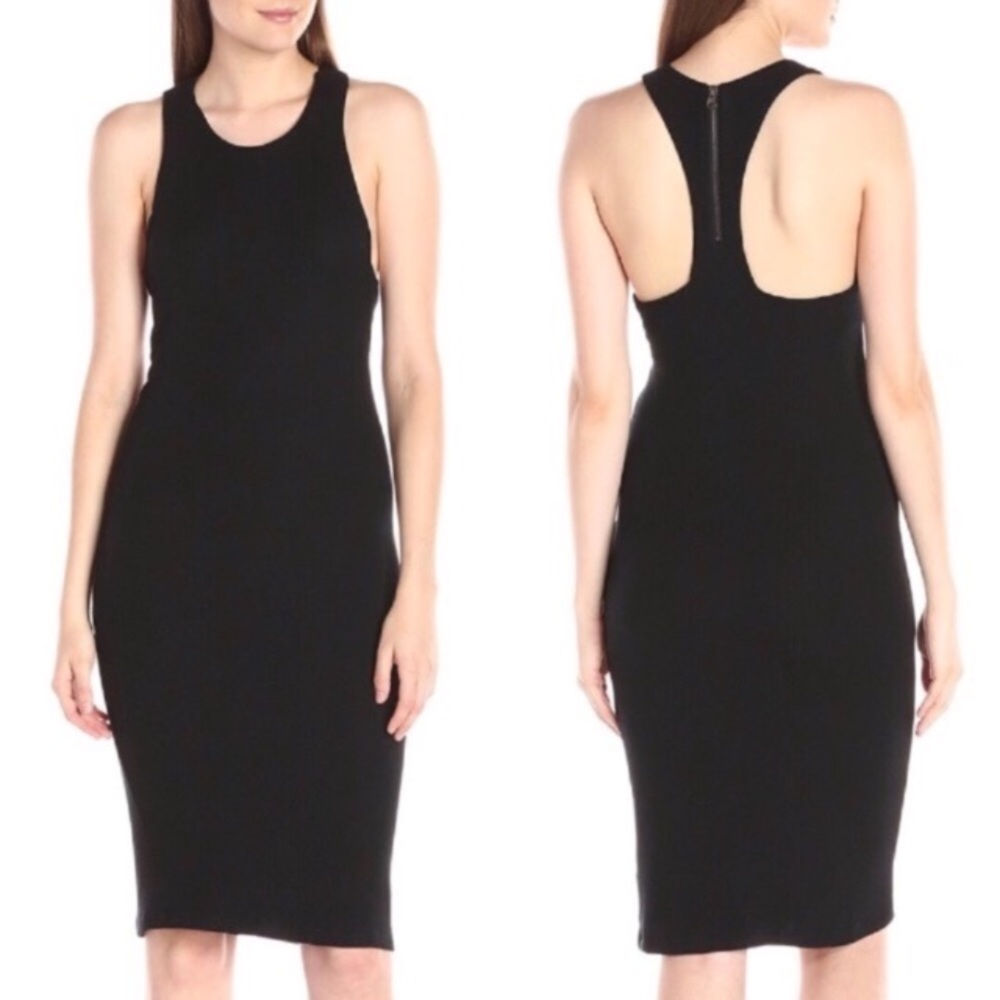 Super Soft Ribbed Knit Zipper Racerback Midi Dress - Picture 2 of 4